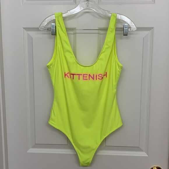 Kittenish size large neon yellow one piece swimsuit - Picture 1 of 7
